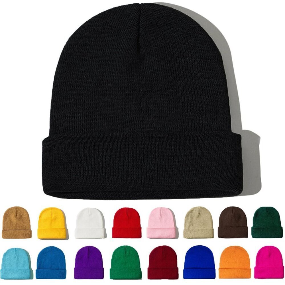 Cuffed Knit Beanie Classic Winter Hat Soft Fisherman Style Unisex Fit